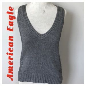 American Eagle Grey Cable Side Sweater Vest